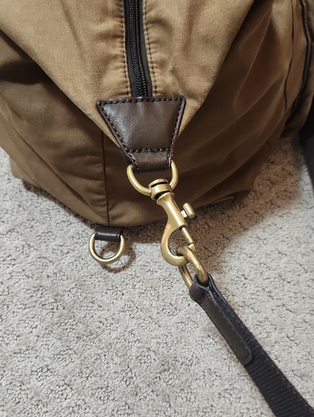 Fossil Men's Waxed Canvas & Leather Travel Duffel Bag - British Tan & Brown - Picture 7 of 16
